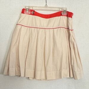 A-49 Maeve by Anthropologie NWT Cream &‎ Orange Pleated Mini Skirt Size 8